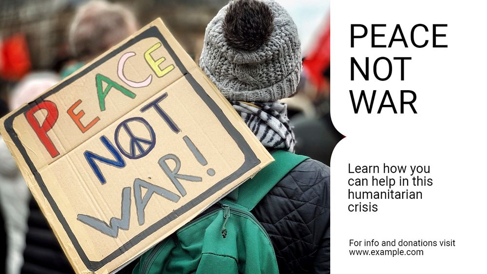 Peace not war blog banner template, editable text