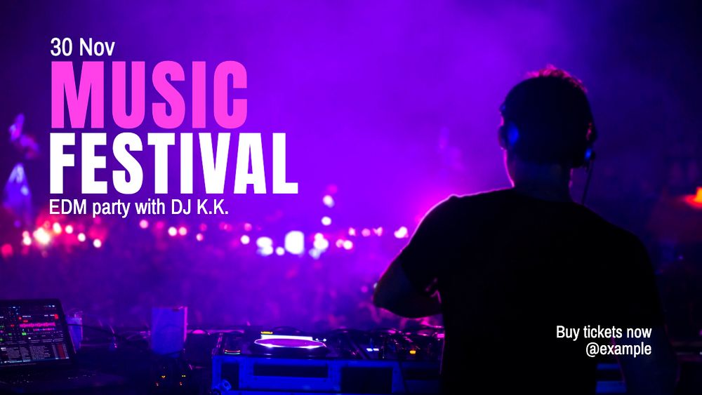 Music festival  blog banner template, editable text