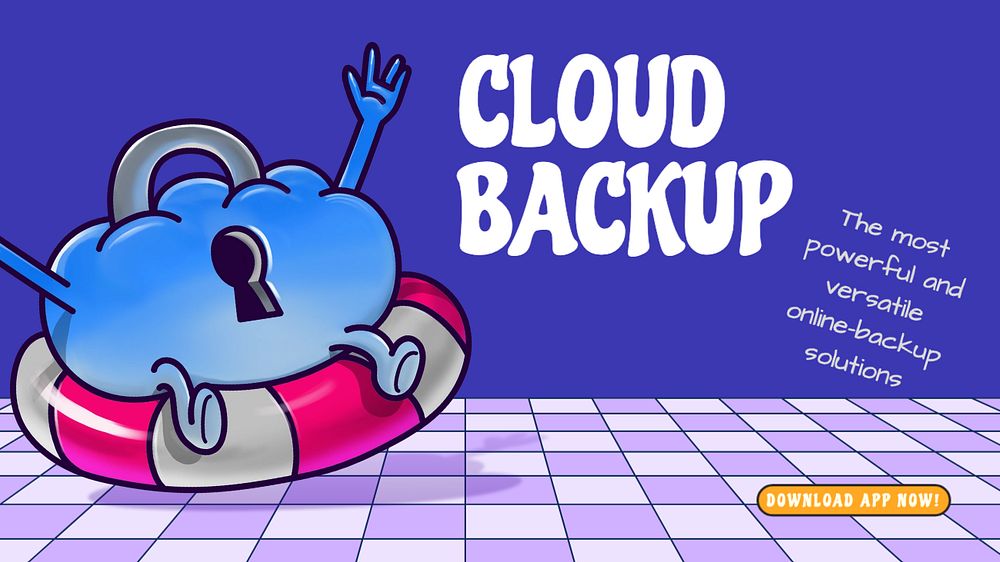 Cloud backup  blog banner template, editable text