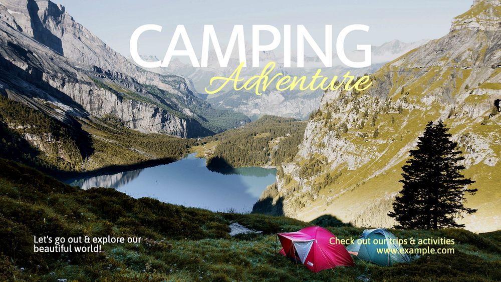 Camping adventure  blog banner template, editable text