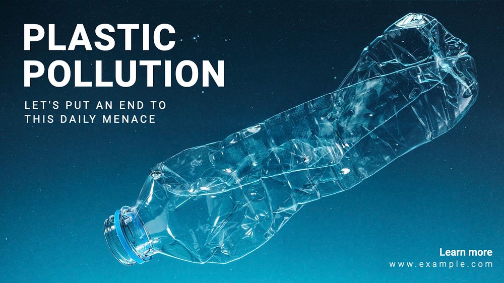 Plastic pollution blog banner template, editable text