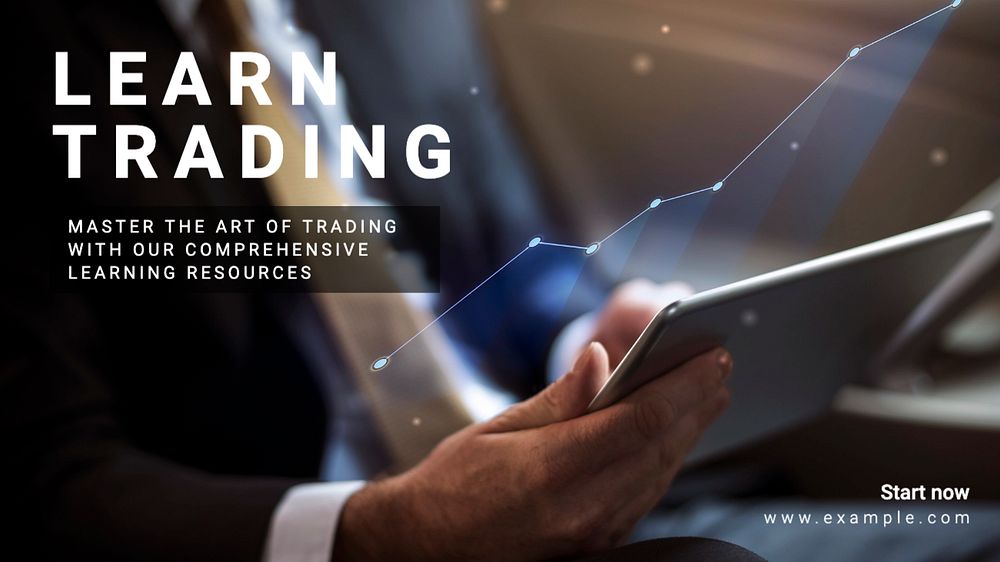 Learn trading blog banner template, editable text