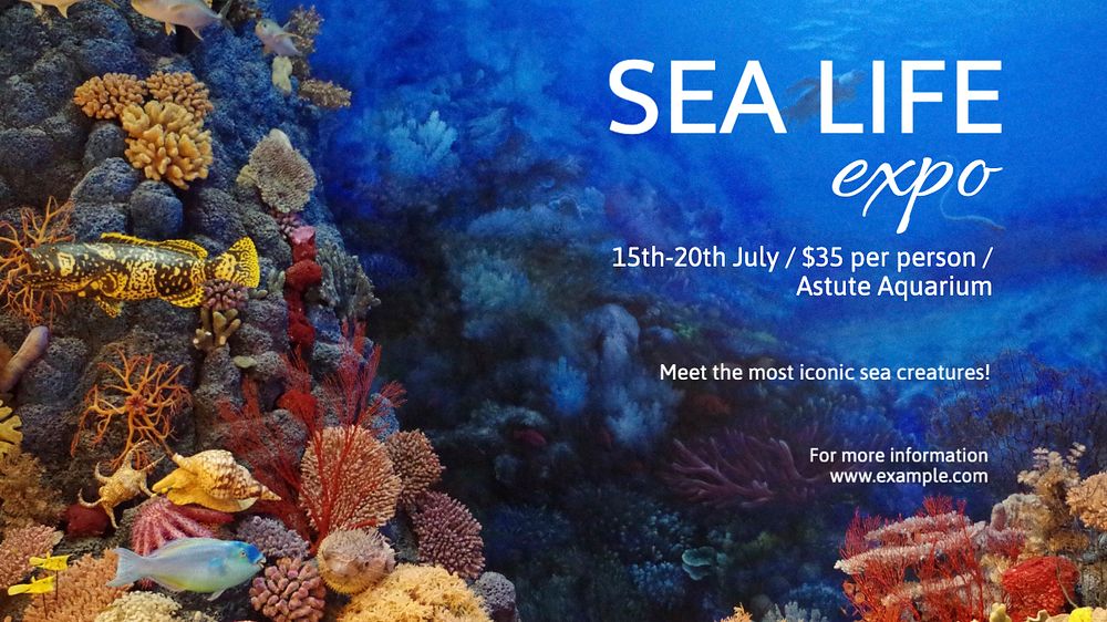 Sea life expo  blog banner template, editable text