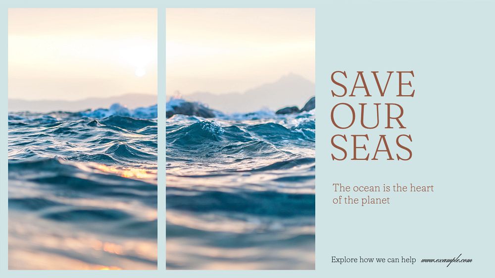 save our seas  blog banner template, editable text