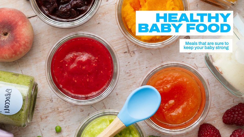 Healthy baby food blog banner template, editable text