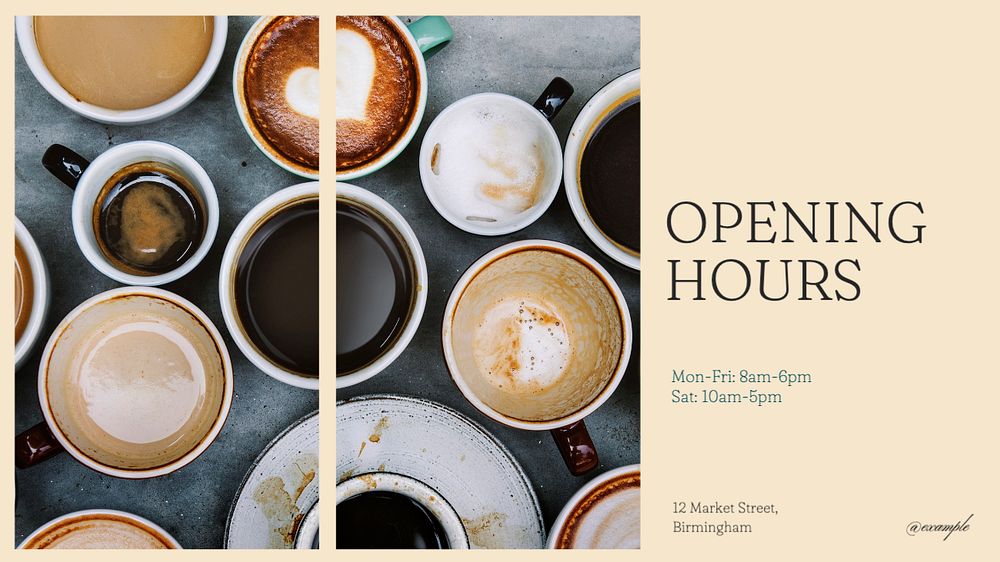 Opening hours  blog banner template, editable text