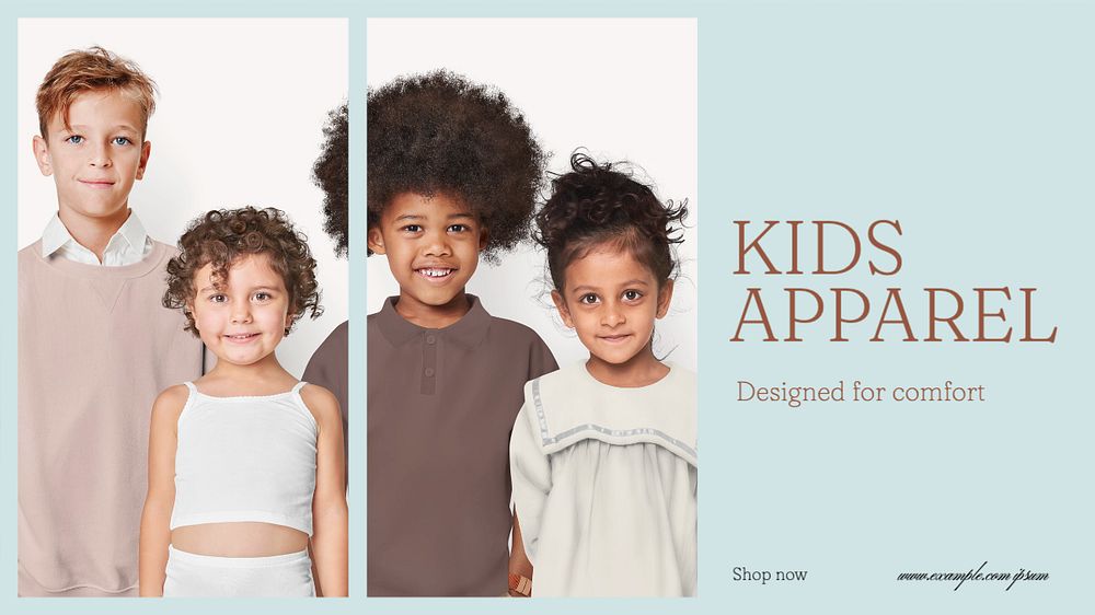 Kids apparel  blog banner template, editable text