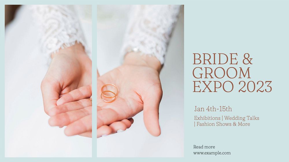 Bride & groom expo  blog banner template, editable text