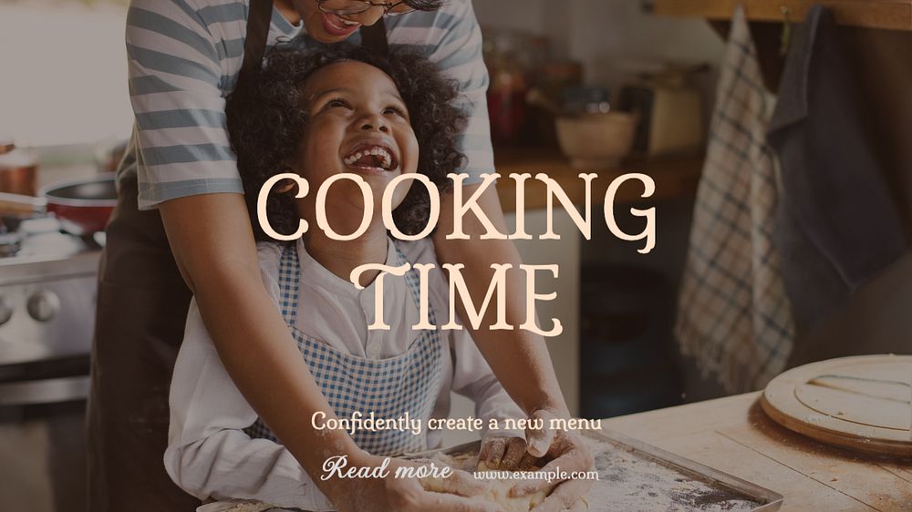 Cooking Tutorial blog banner template, editable text