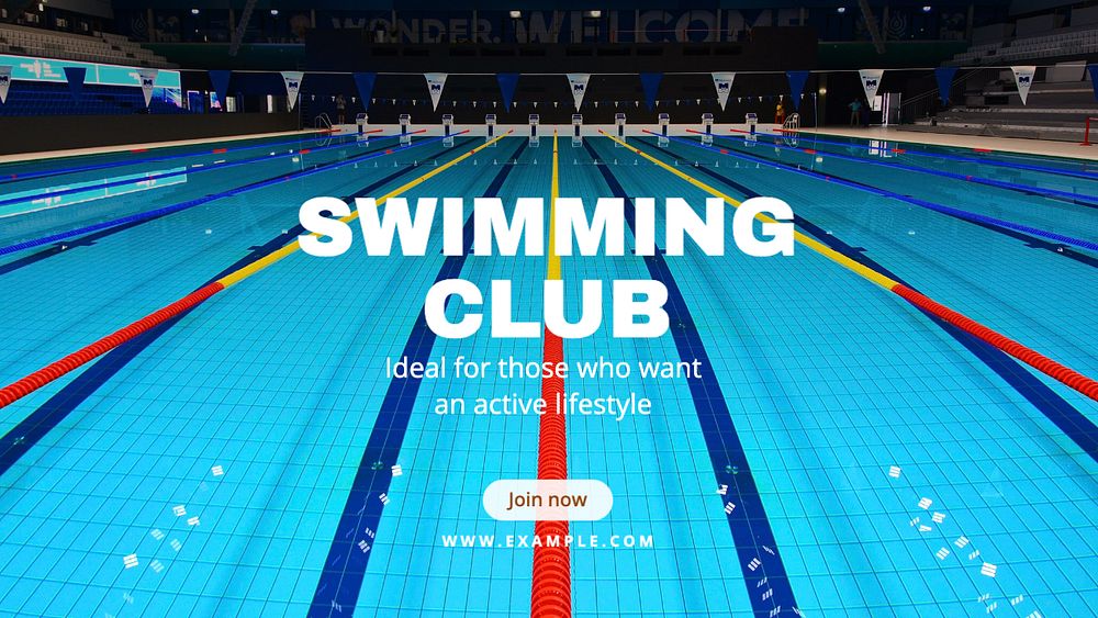 Swimming club  blog banner template, editable text