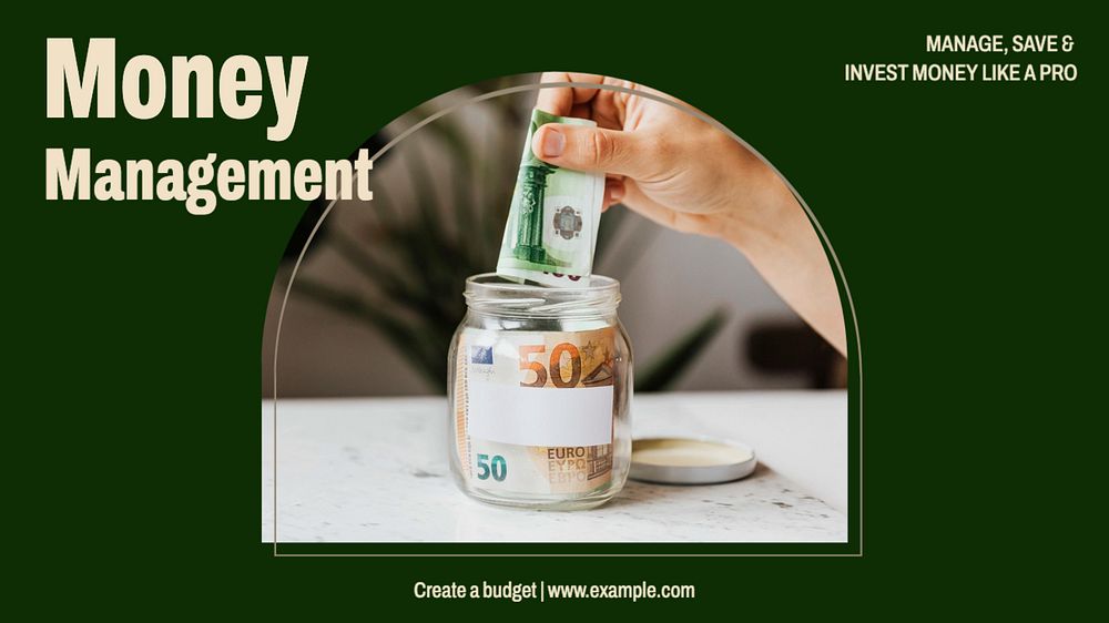 Money management  blog banner template, editable text