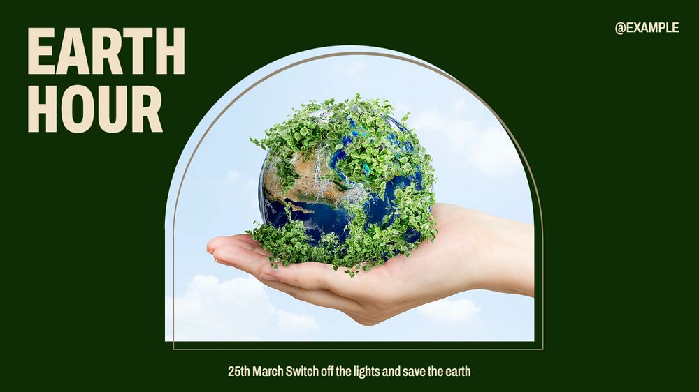 Earth hour  blog banner template, editable text