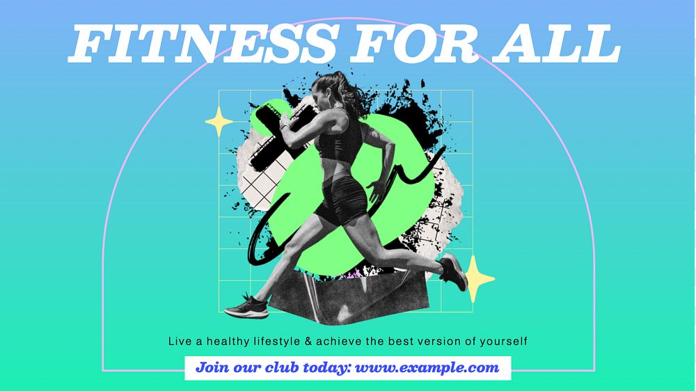 Fitness for all blog banner template, editable text