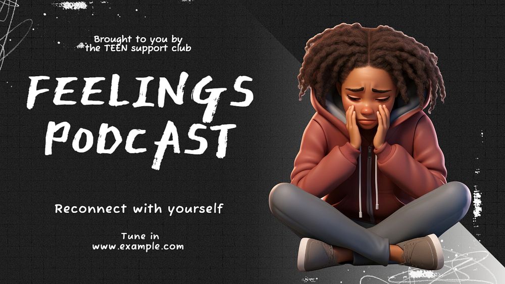 Feelings podcast blog banner template, editable text