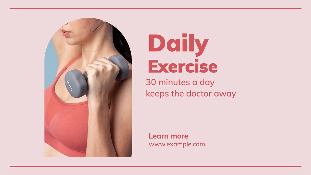 Daily exercise blog banner template, editable text