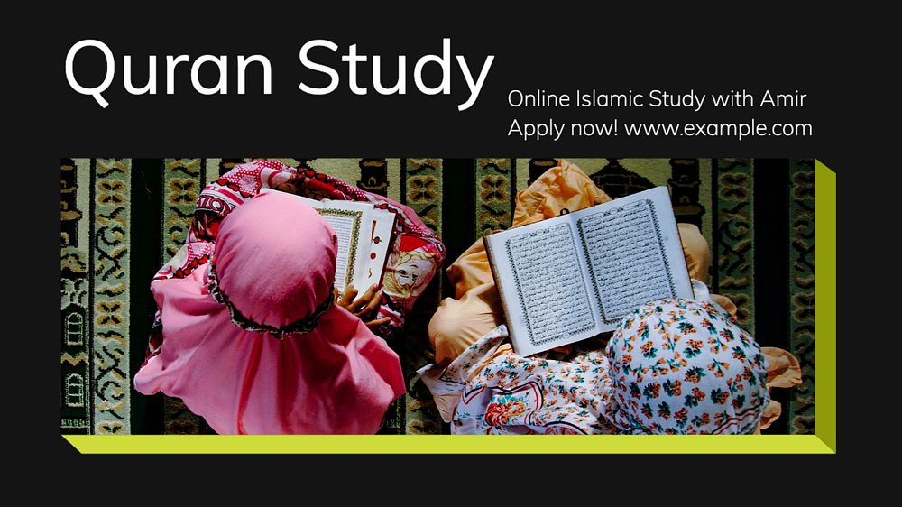 Quran study  blog banner template, editable text