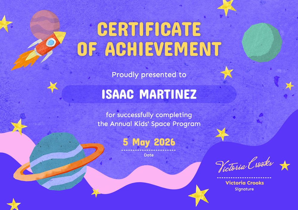 Certificate of achievement template, editable design