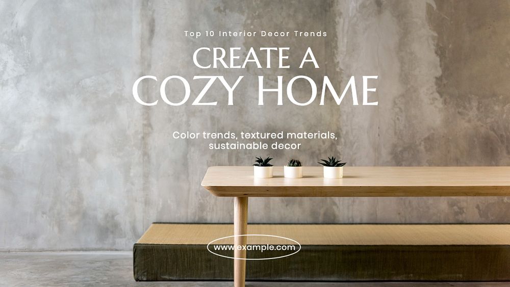 Cozy home  blog banner template, editable text