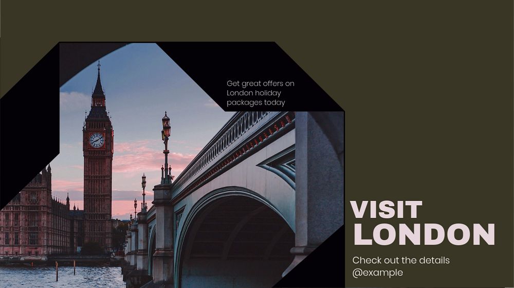 London holiday  blog banner template, editable text