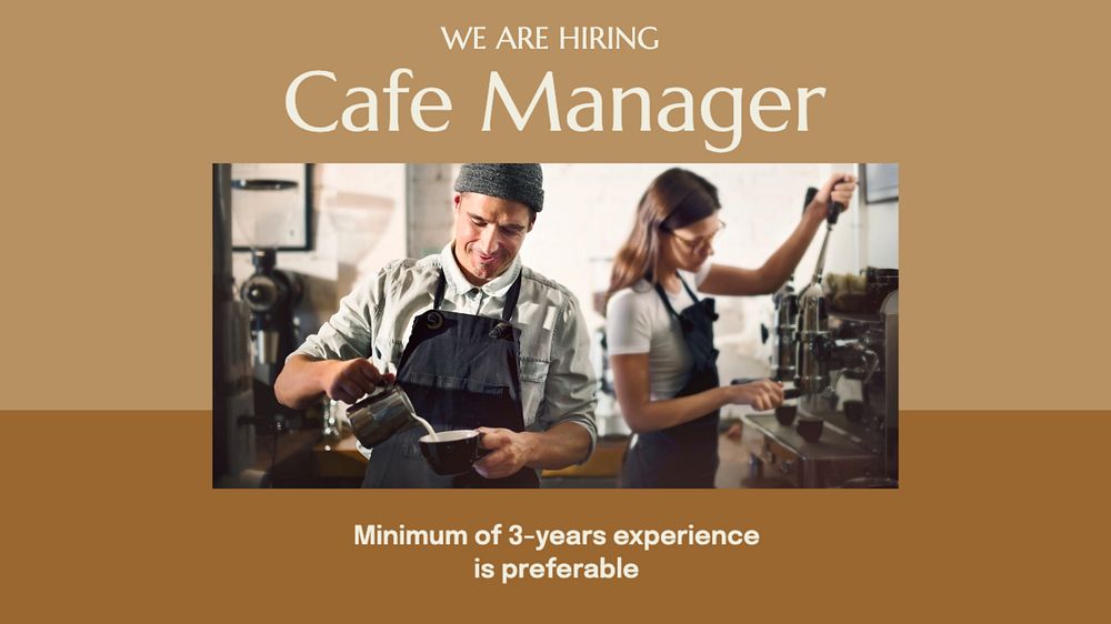 Cafe manager job blog banner template, editable text