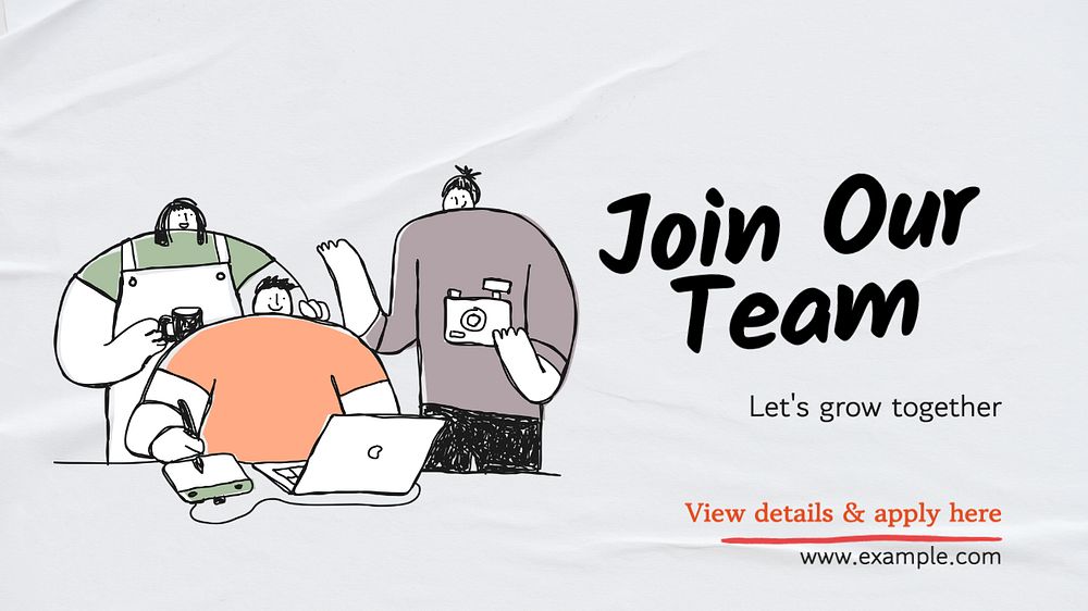 Join our team  blog banner template, editable text