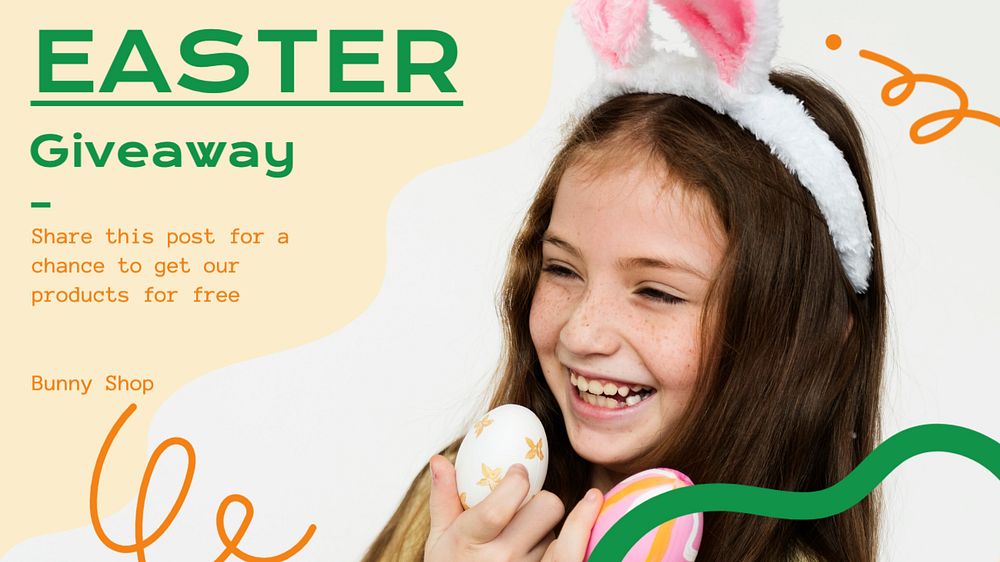 Easter giveaway blog banner template, editable text