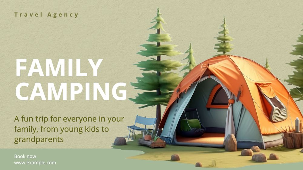 Family camping blog banner template, editable text