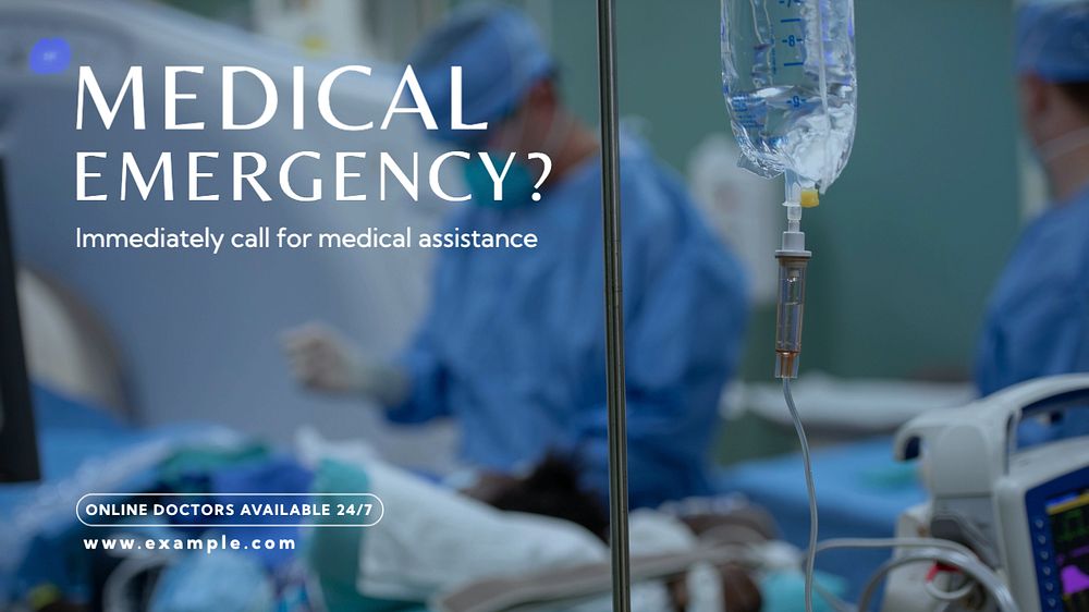 Medical emergency  blog banner template, editable text