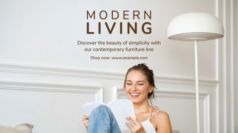 Modern living  blog banner template, editable text