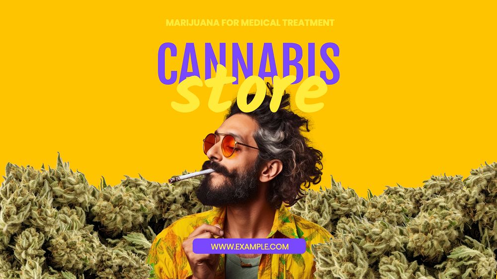 Cannabis store  blog banner template, editable text