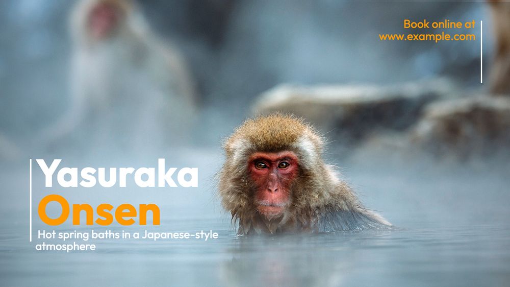 Yasuraka onsen blog banner template, editable text