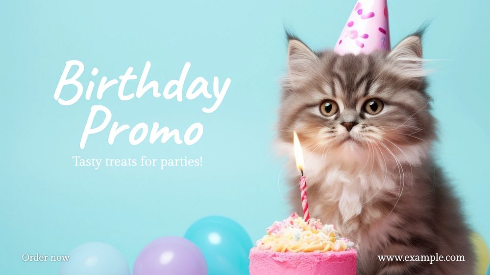 Birthday promo  blog banner template, editable text