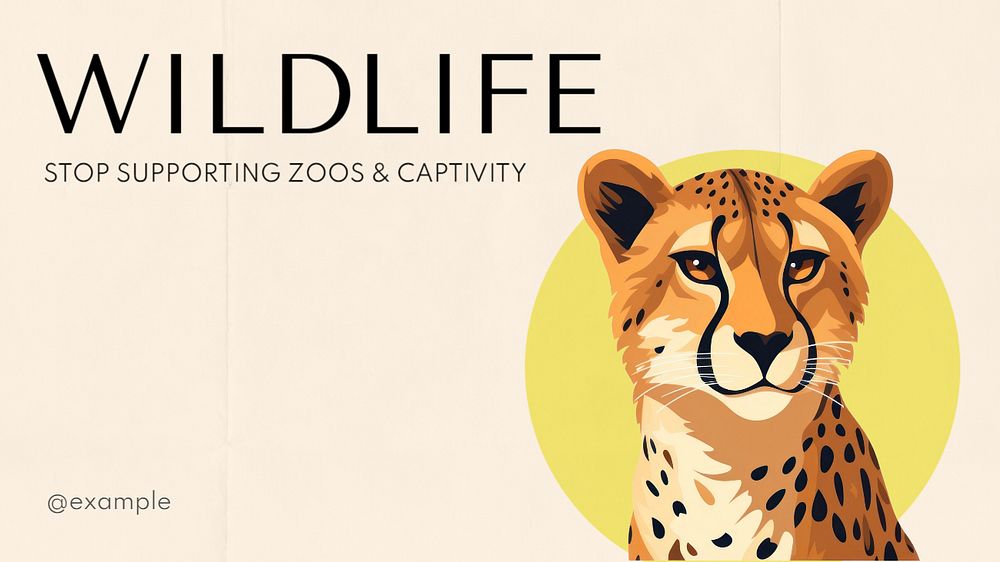 Stop wildlife captivity blog banner template, editable text