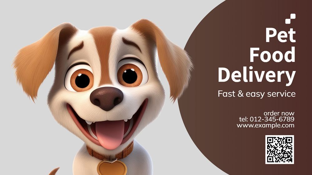 Pet food delivery blog banner template, editable text