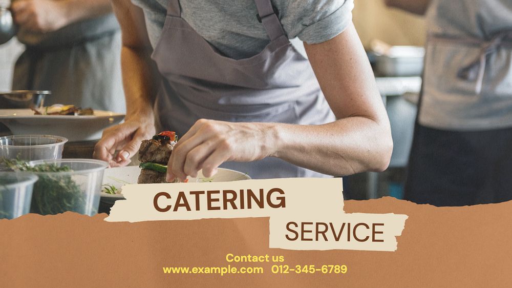 Catering service blog banner template, editable text