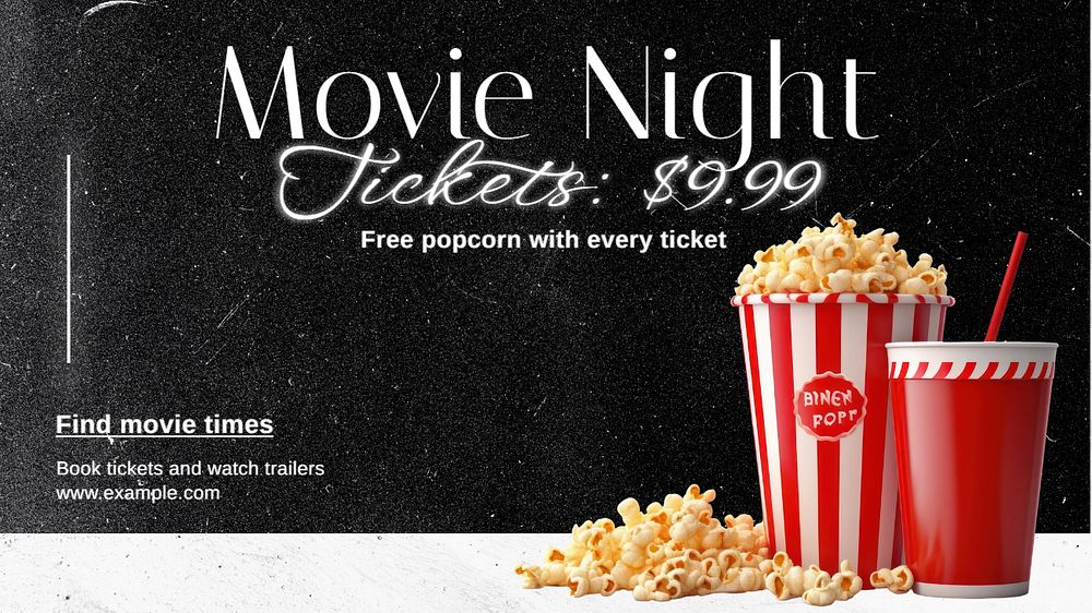 Movie night blog banner template, editable text