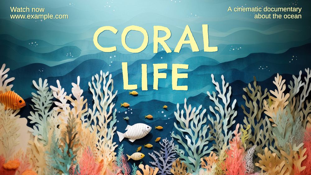 Coral life  blog banner template, editable text