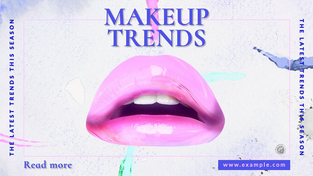 Makeup trends  blog banner template, editable text