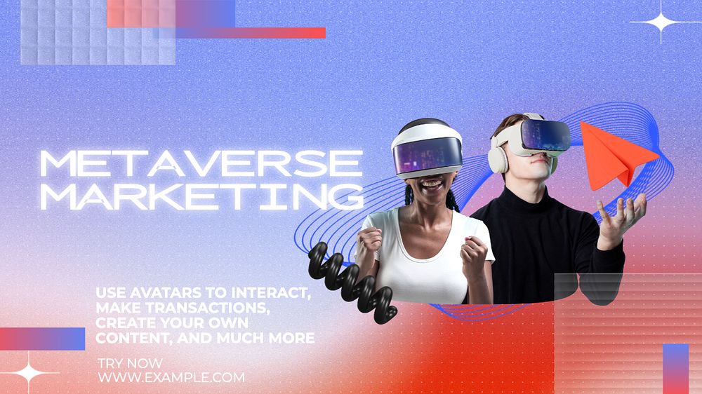 Metaverse marketing  blog banner template, editable text