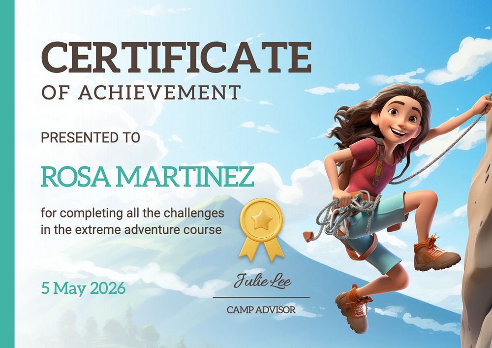 Sport certificate of achievement template, editable design