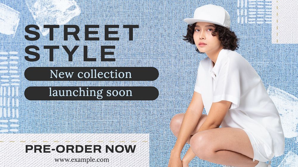 Street style  blog banner template, editable text