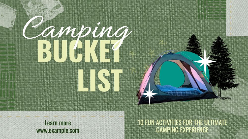 Camping bucket list  blog banner template, editable text