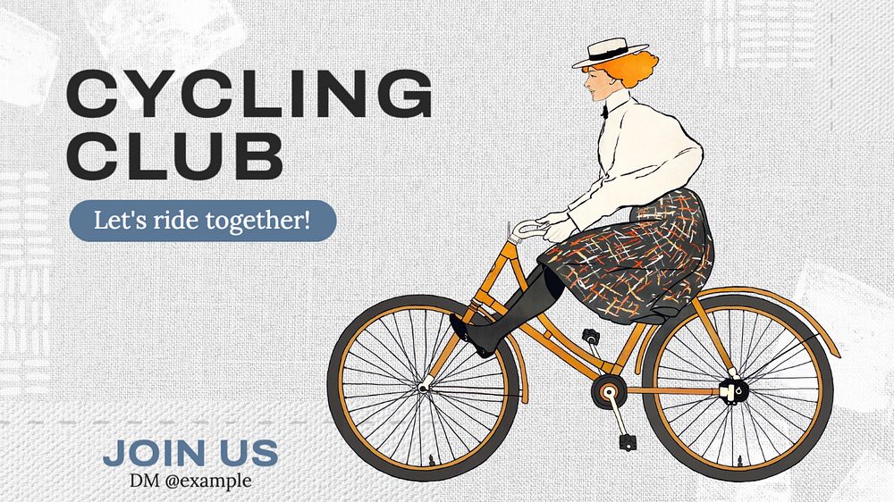 Cycling club  blog banner template, editable text