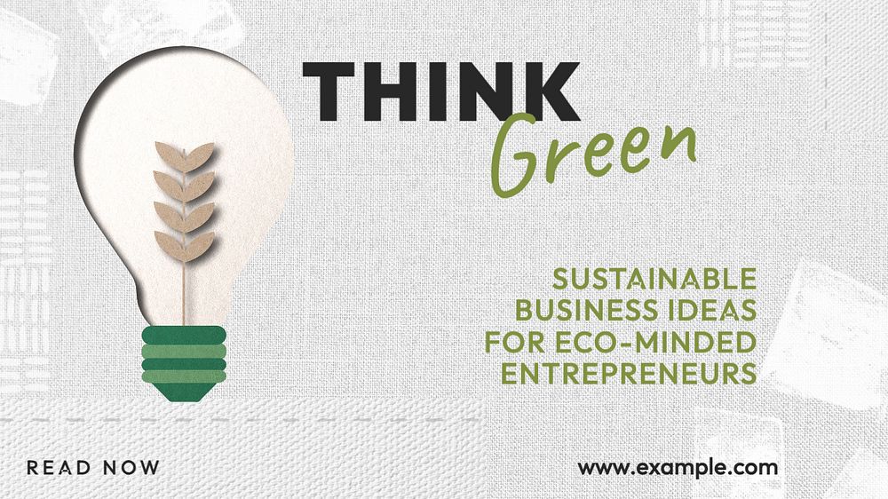 Think green  blog banner template, editable text