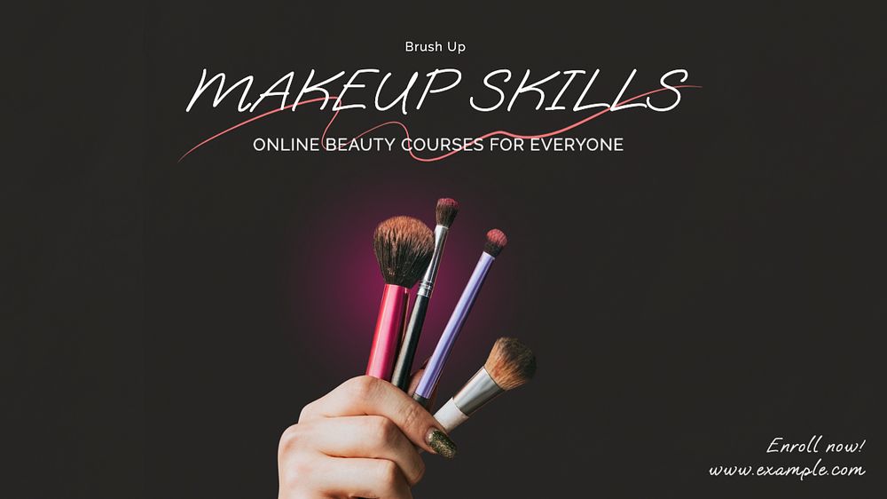 Makeup class blog banner template, editable text