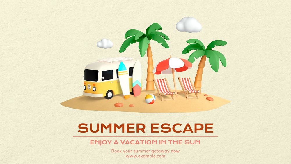 Summer escape blog banner template, editable text