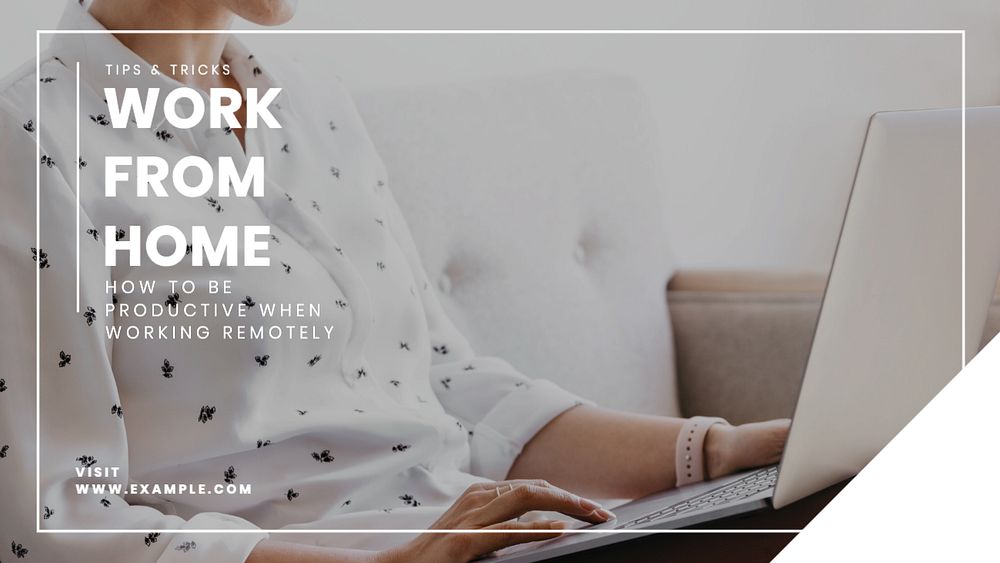 Work from home  blog banner template, editable text