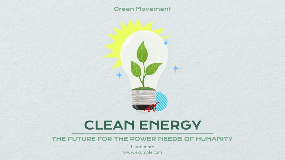 Clean energy blog banner template, editable text