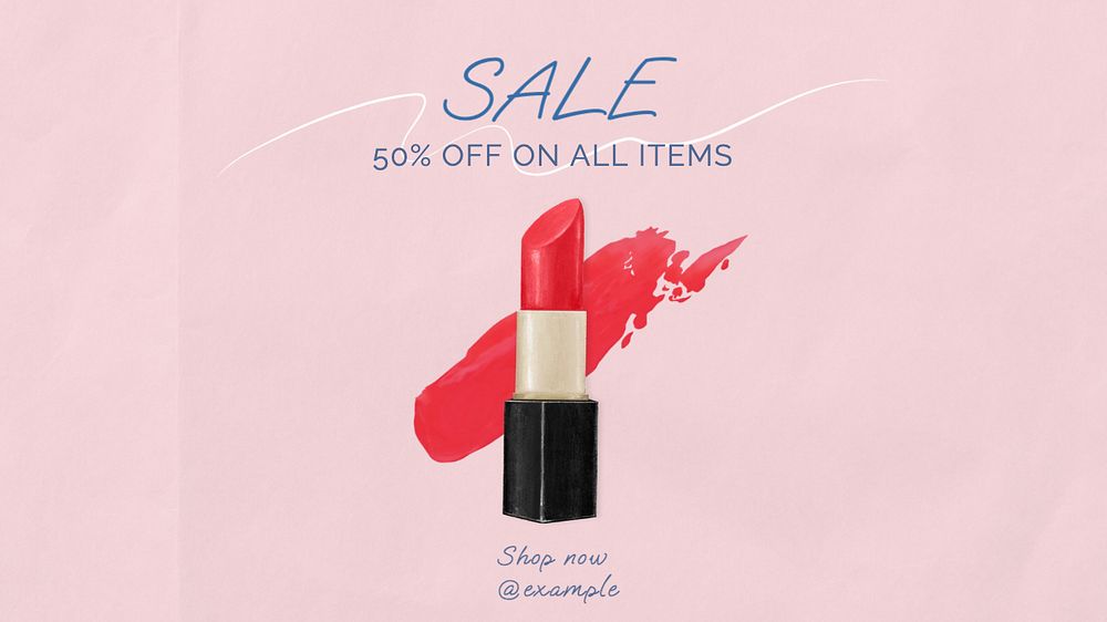 Annual lipstick sale blog banner template, editable text