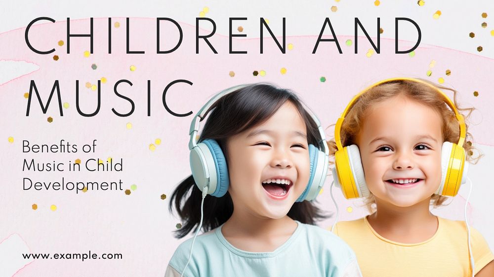 Children and music blog banner template, editable text